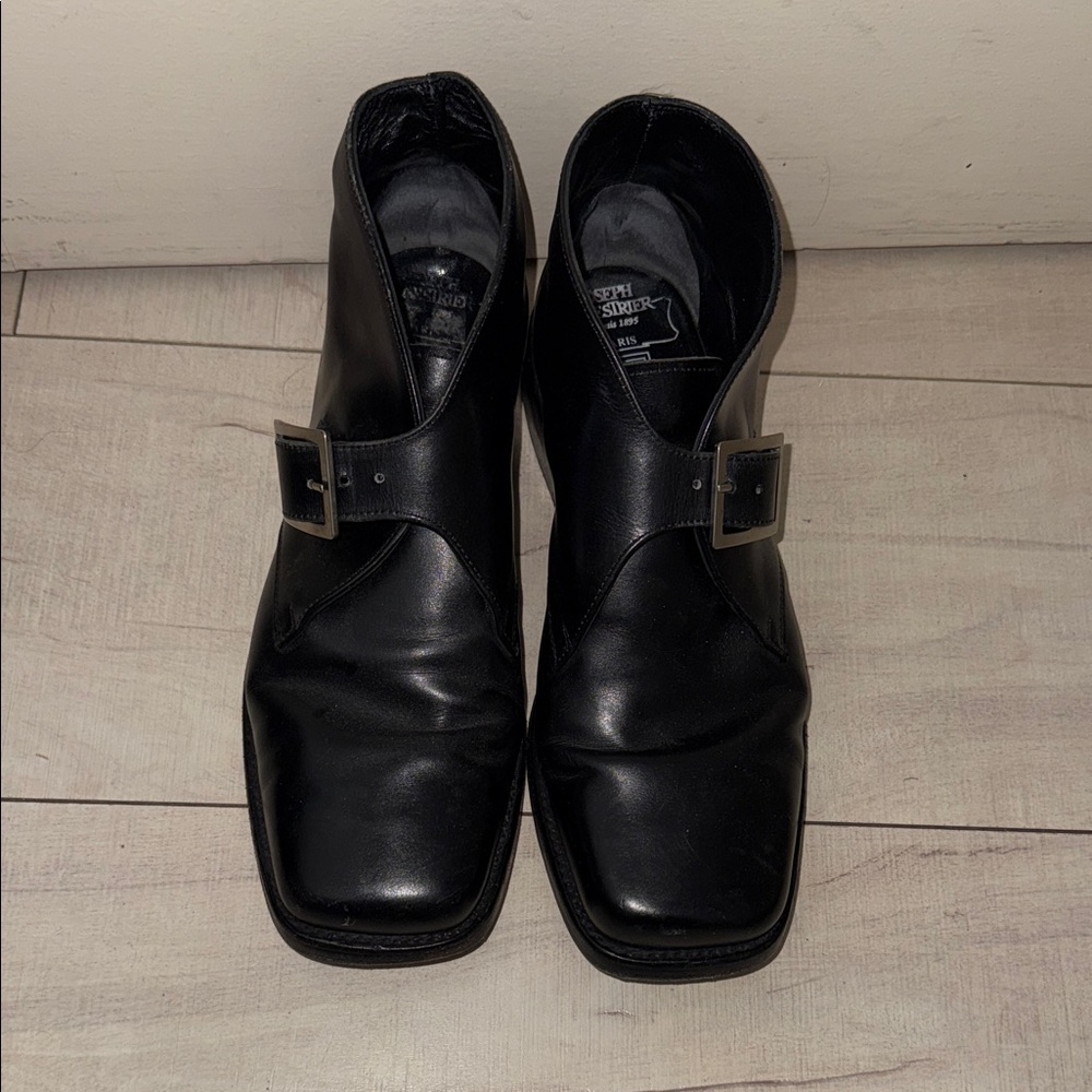 Joseph Fenestrier Paris Black Leather Oxfords